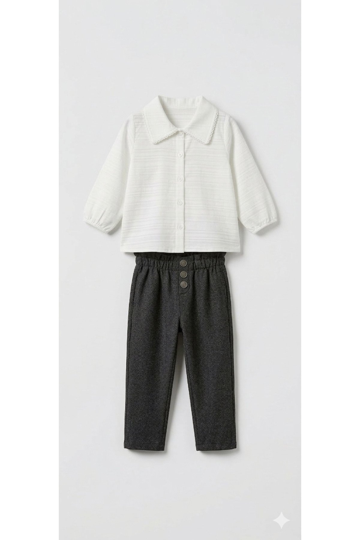Kız Bebek Gömlek Pantolon Takım Beyaz ZARA