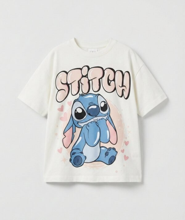 Kız Çocuk Baskılı T-Shirt Stitch Karakteri
