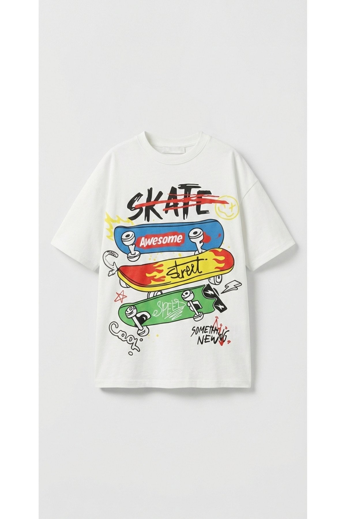 Erkek Çocuk Baskılı T-Shirt Kaykay Desenli