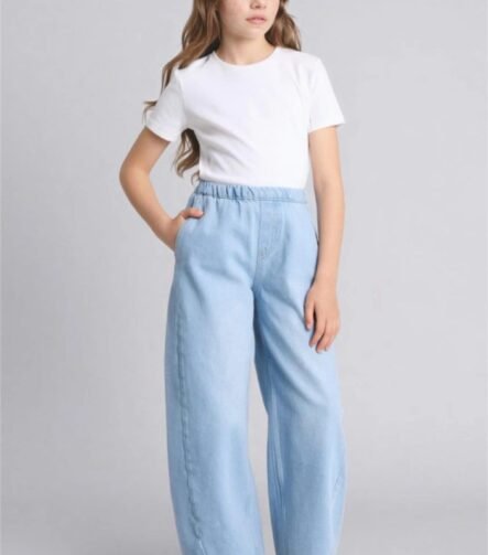 kız çocuk baloon fit pantolon açık mavi ZEYDER2109