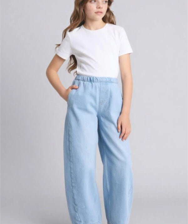 kız çocuk baloon fit pantolon açık mavi ZEYDER2109