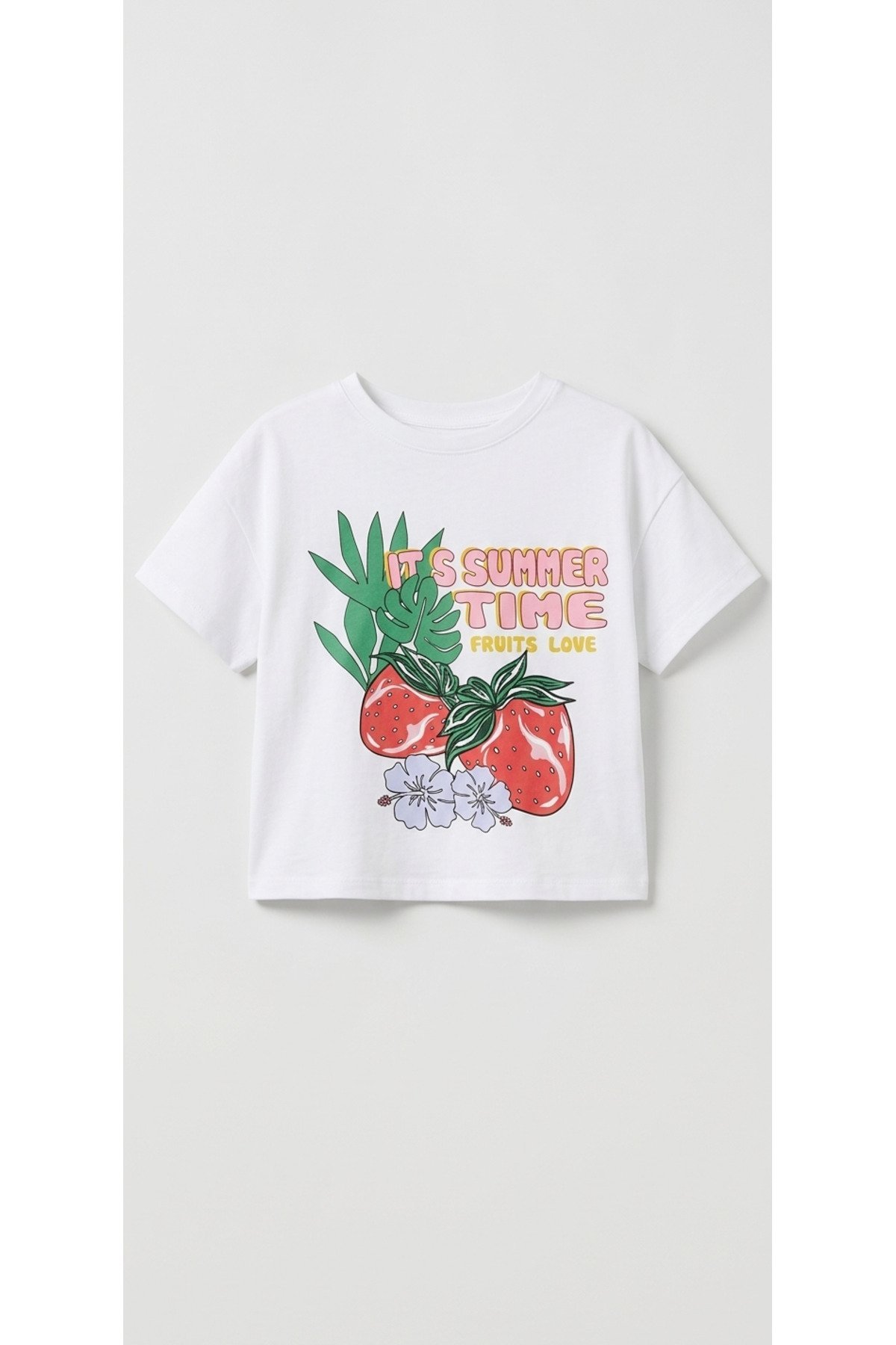 kız çocuk baskılı t-shirt beyaz ZEYDER1797