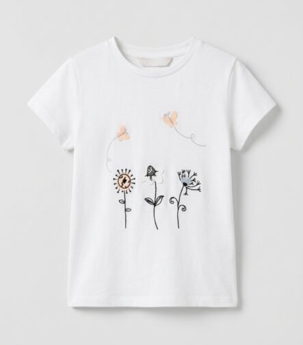 kız çocuk nakışlı t-shirt beyaz zeyder1823