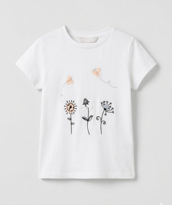 kız çocuk nakışlı t-shirt beyaz zeyder1823