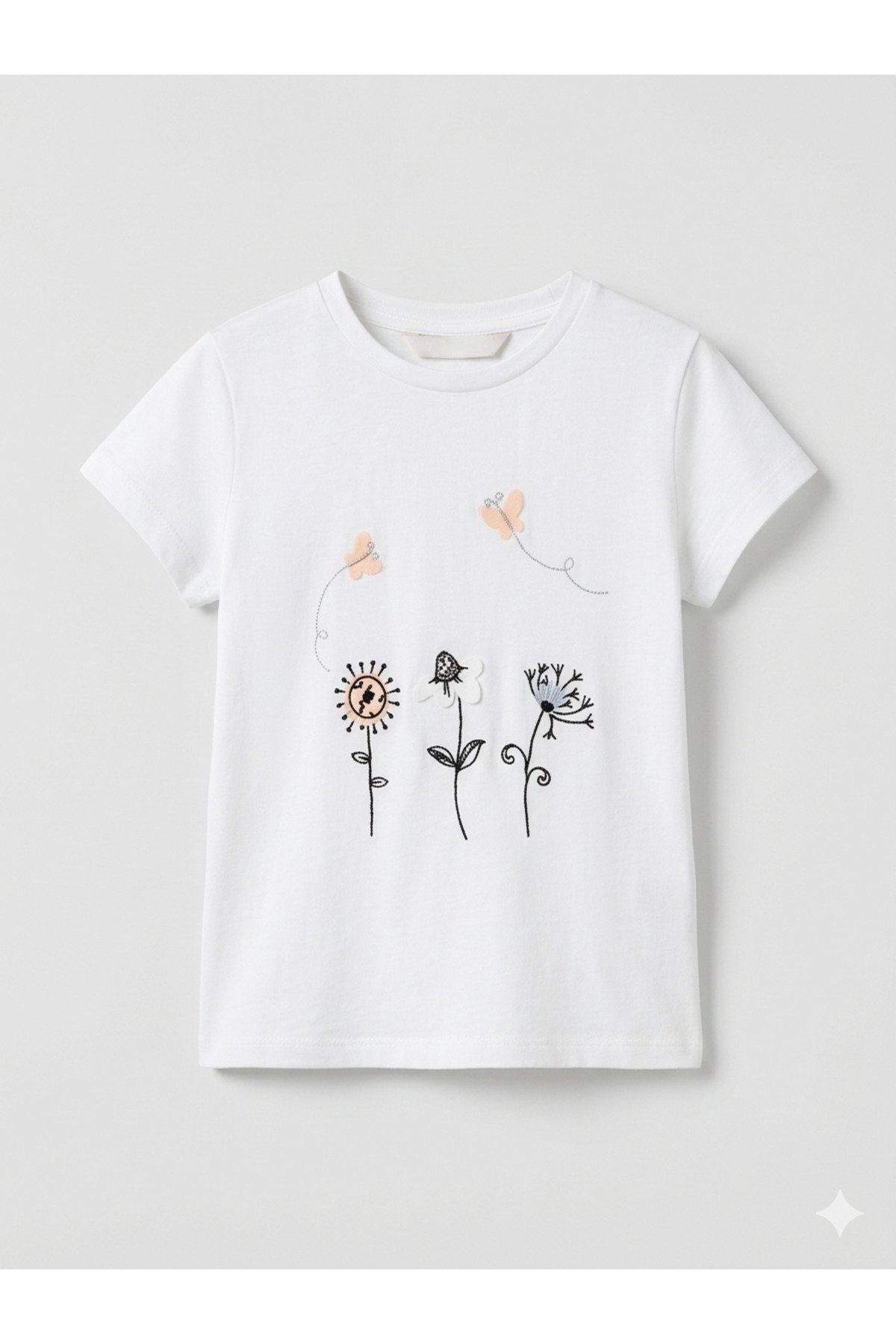 kız çocuk nakışlı t-shirt beyaz zeyder1823