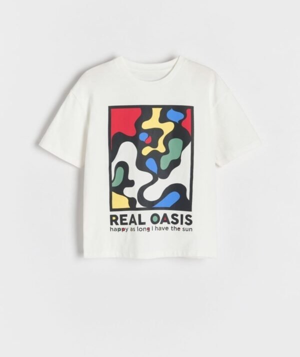 unisex çocuk baskılı oversize t-shirt beyaz zeyder2126