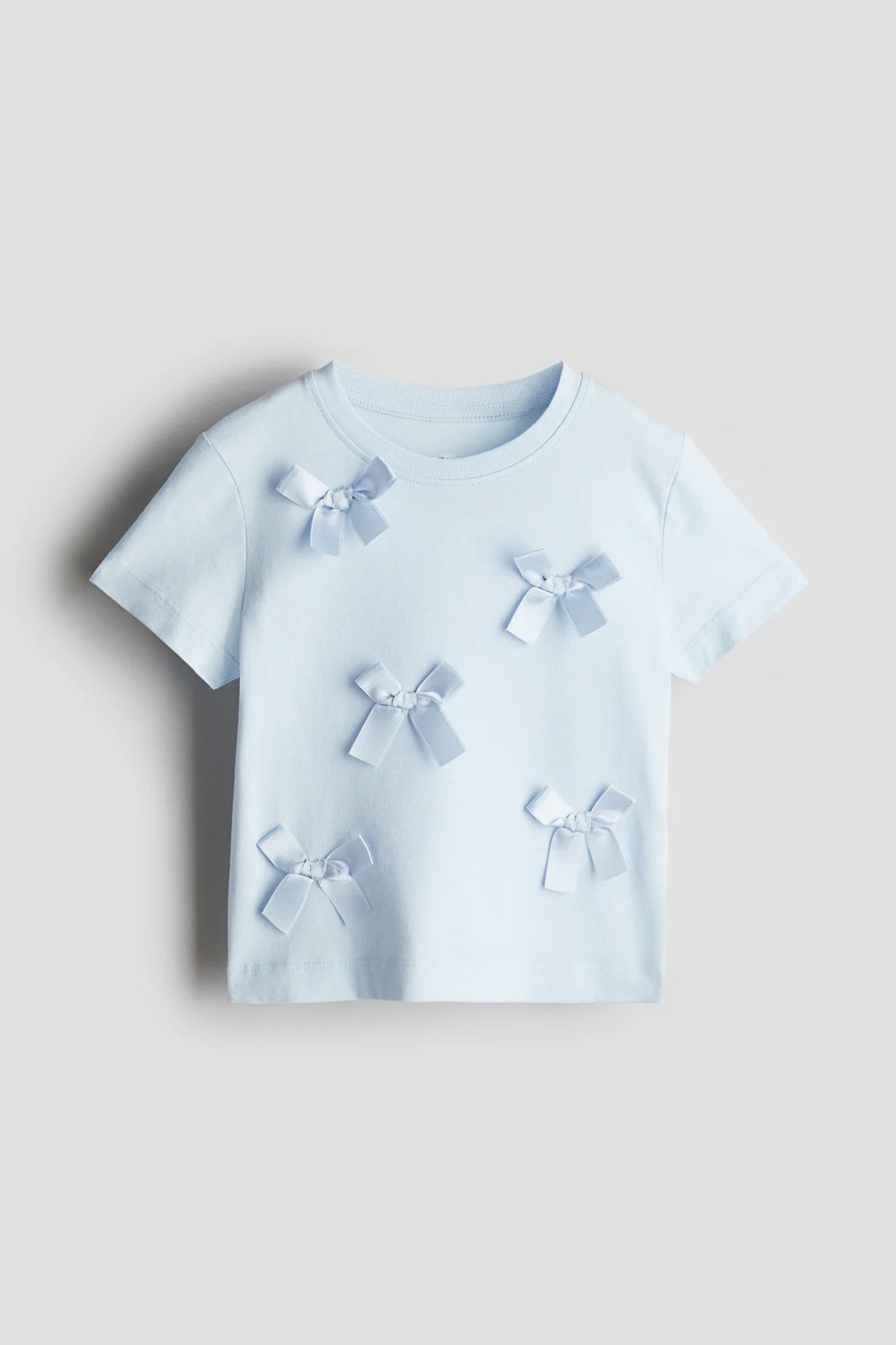 kız çocuk fiyonk detaylı t-shirt mavi zeyder2132