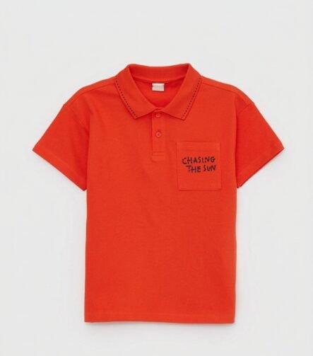 erkek çocuk oversize polo yaka t-shirt canlı turuncu 6-14 yaş