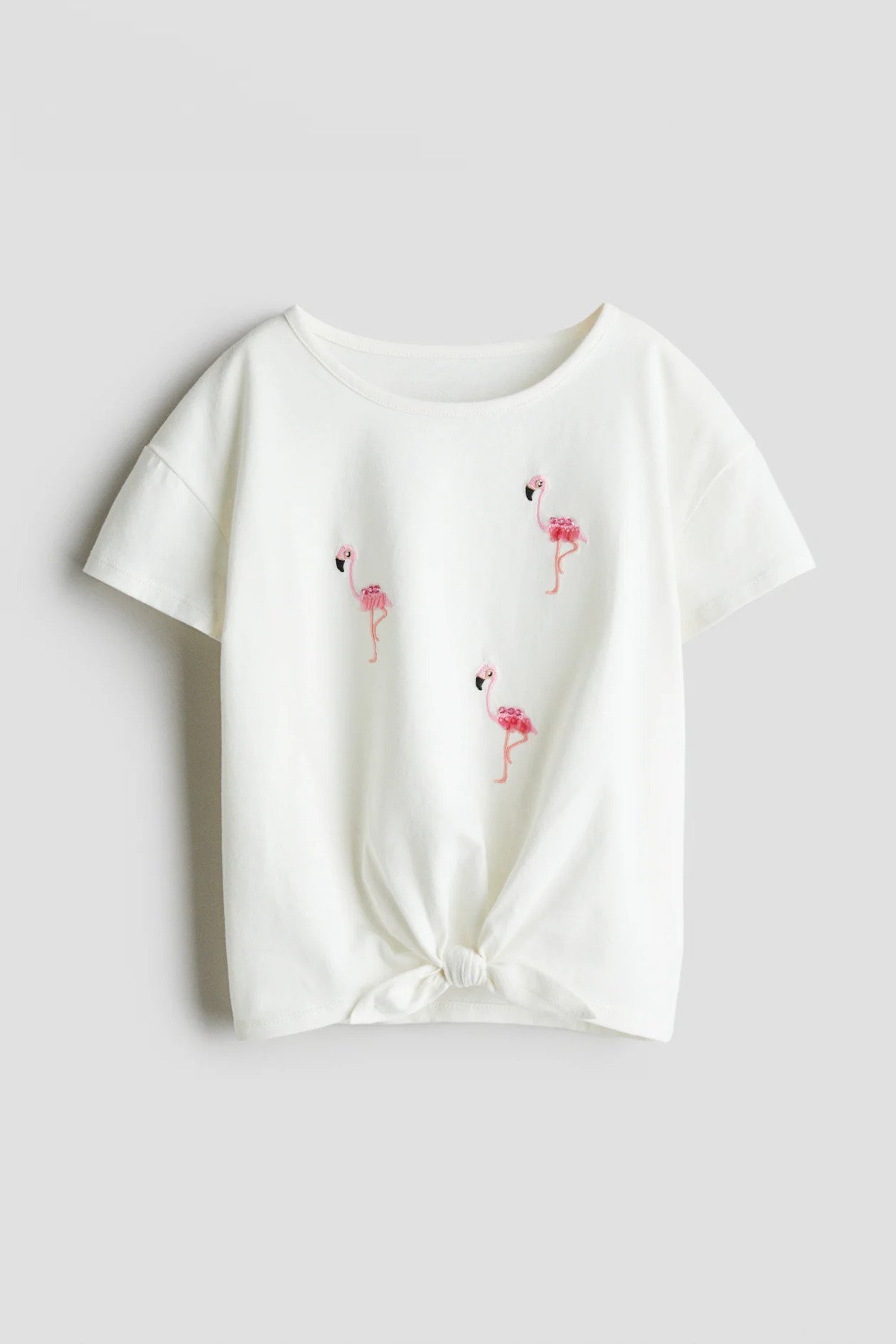 kız çocuk boncuk detaylı t-shirt beyaz zeyder2134