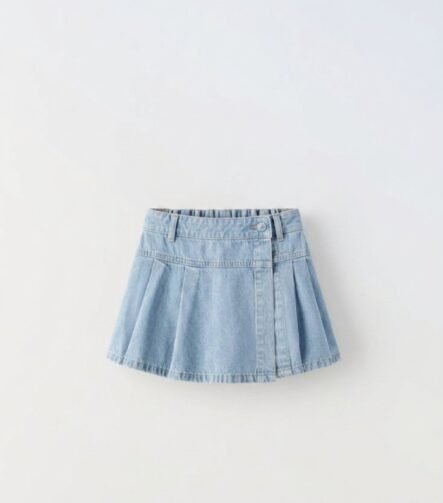 kız çocuk denim pilili şort etek mavi ZEYDER2172
