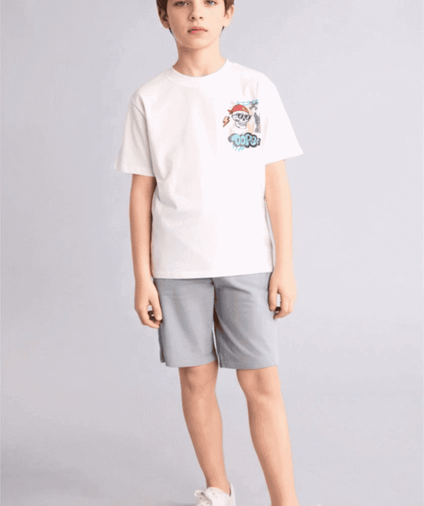 erkek çocuk sırtı baskılı t-shirt beyaz graffiti temalı ZEYDER2195