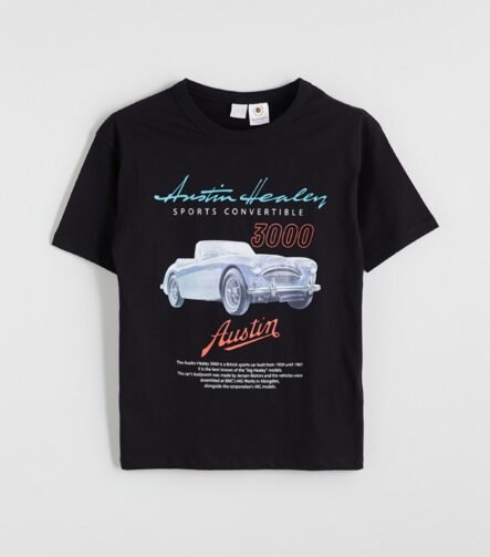 erkek çocuk baskılı t-shirt siyah klasik araba ZEYDER2192